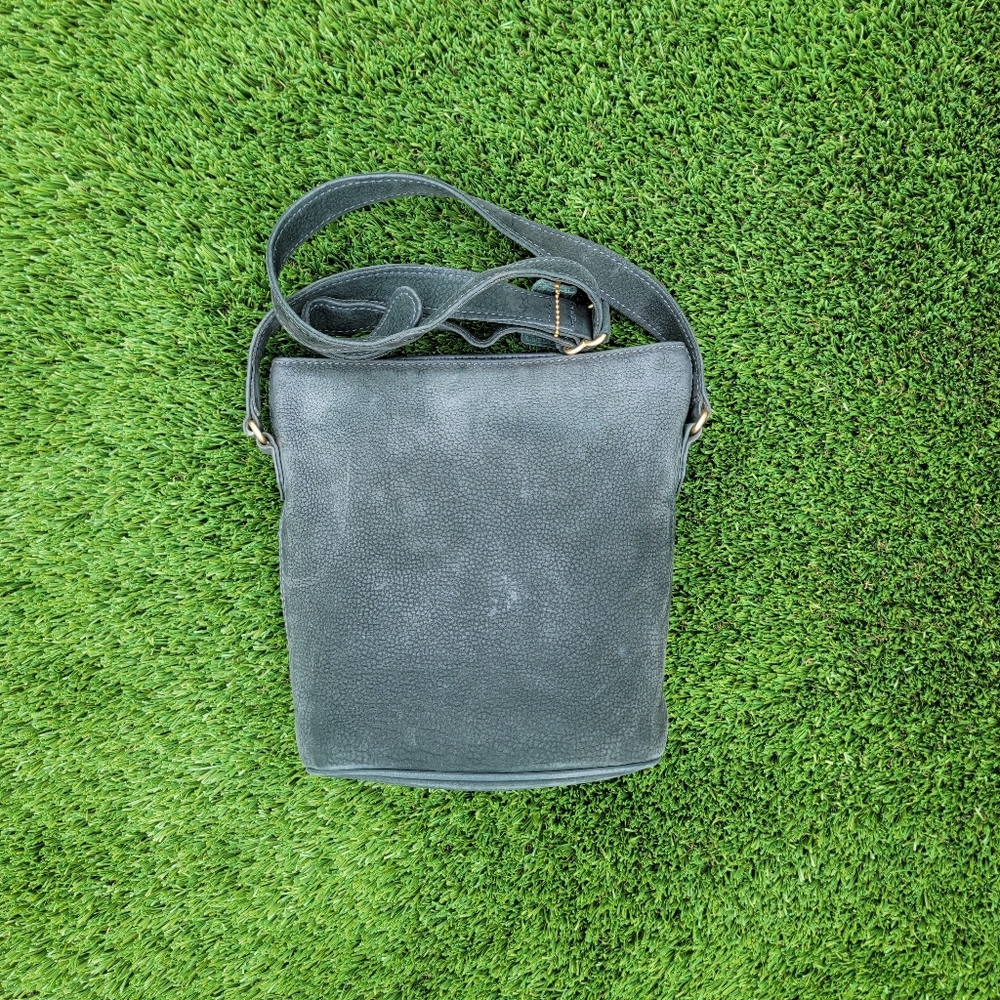 Vintage Coach Bucket Duffle Sac Bucket Bag Purse #4933 Green Suede Nubuc Leather